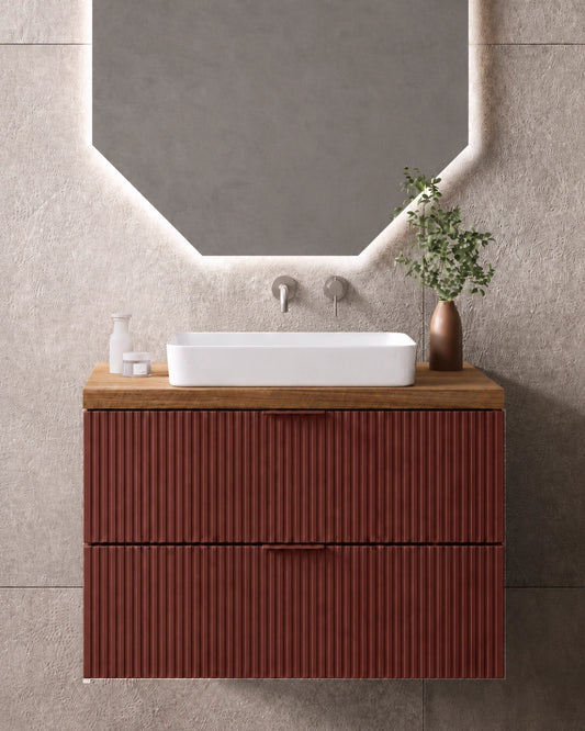 Mobile bagno 80x46 ruggine Teramo con lavabo da appoggio in ceramica