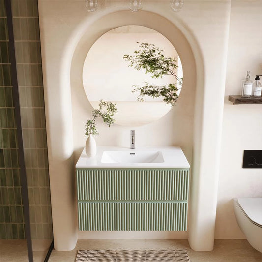 Mobile bagno cannettato 80x46 salvia opaco lavabo ceramica Teramo