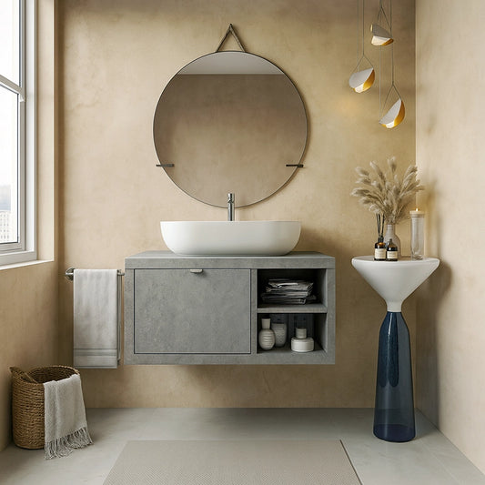 Mobile bagno 80x50 Grigio Cielo Thema con cassetto vano e lavabo