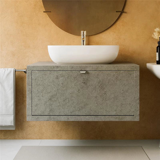 Mobile bagno 80x50 Thema Grigio Cielo un cassetto e Lavabo da appoggio