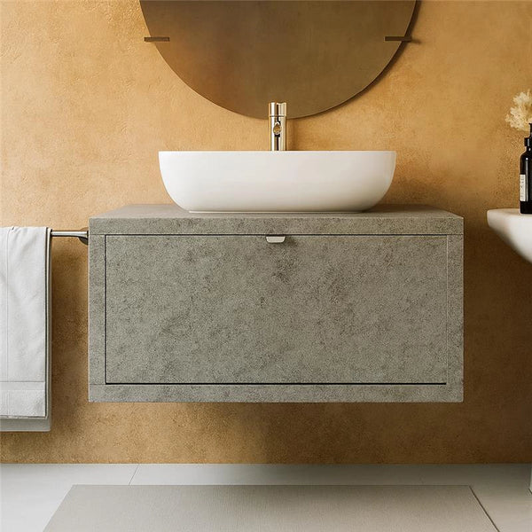 Mobile bagno 80x50 Thema Grigio Cielo un cassetto e Lavabo da appoggio