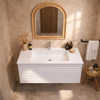 Mobile bagno 90x48 Madrid cannettato un cassetto bianco con lavabo