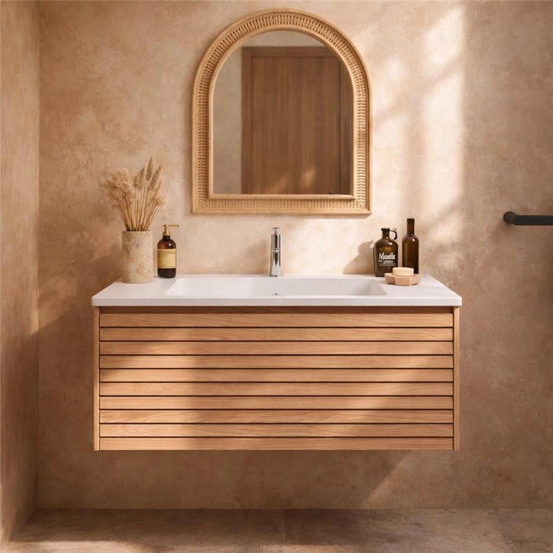 Mobile bagno 90x48 quercia un cassetto con lavabo resina opaco Madrid