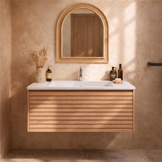Mobile bagno 90x48 quercia un cassetto con lavabo resina opaco Madrid