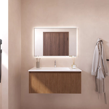 Mobile bagno 90x48 Madrid cannettato un cassetto quercia con lavabo