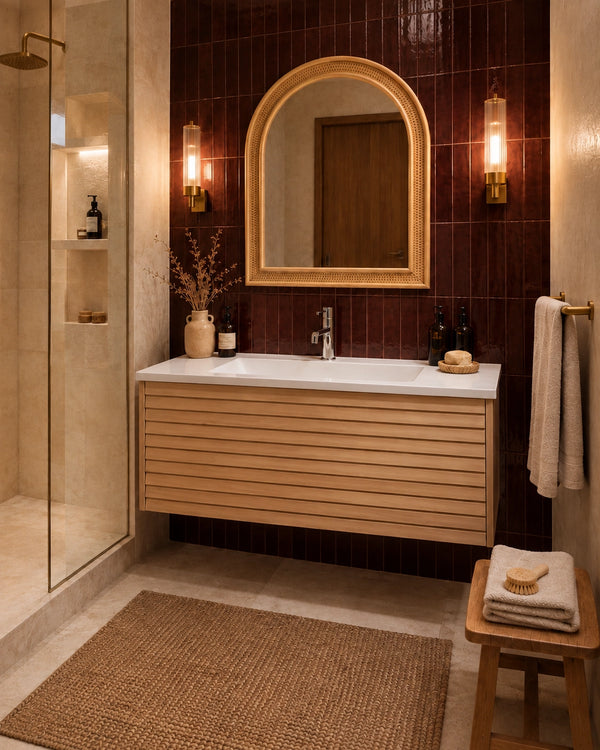 Mobile bagno 90x48 quercia un cassetto con lavabo resina opaco Madrid