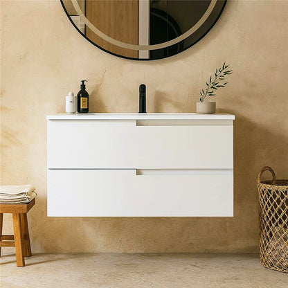 Mobile bagno Bianco 90x46 Sorrento due cassetti con lavabo integrato in ceramica