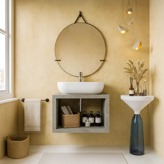 Mobile bagno Grigio Cielo 60x50 Thema con vano a giorno e Lavabo in ceramica