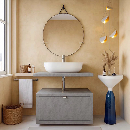Mobile bagno Grigio Cielo 80x50 Thema un cassetto e Top lavabo in ceramica