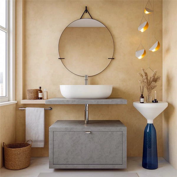 Mobile bagno Grigio Cielo 80x50 Thema un cassetto e Top lavabo in ceramica