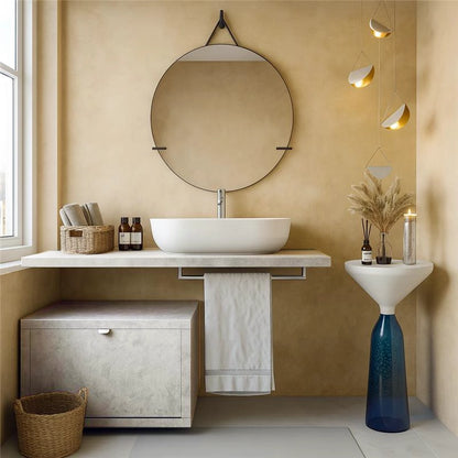 Mobile bagno Grigio caldo 80x50 Thema con Top 140x50 e lavabo tondo in ceramica