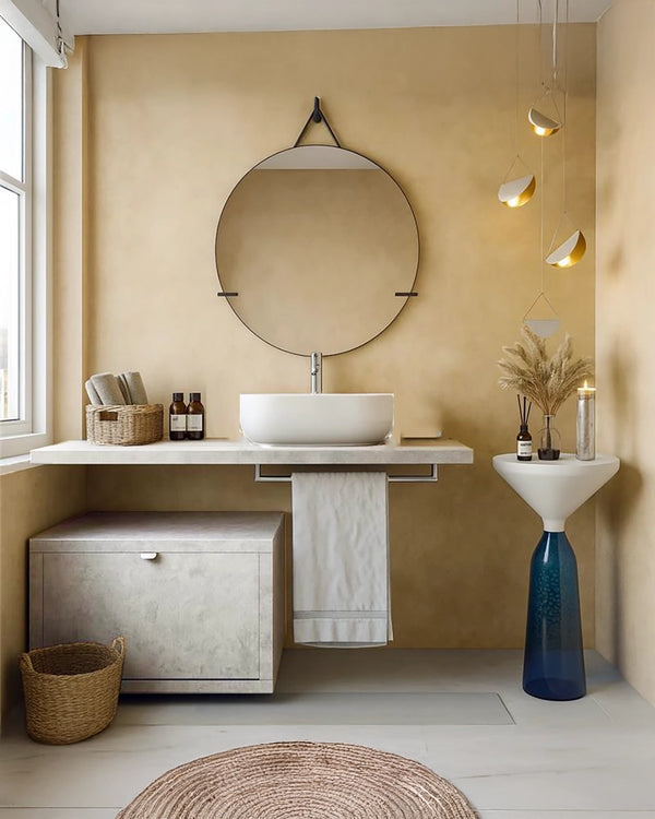 Mobile bagno Grigio caldo 80x50 Thema con Top e lavabo tondo in ceramica