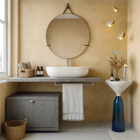 Mobile bagno Grigio cielo 80x50 Thema con top e lavabo in ceramica