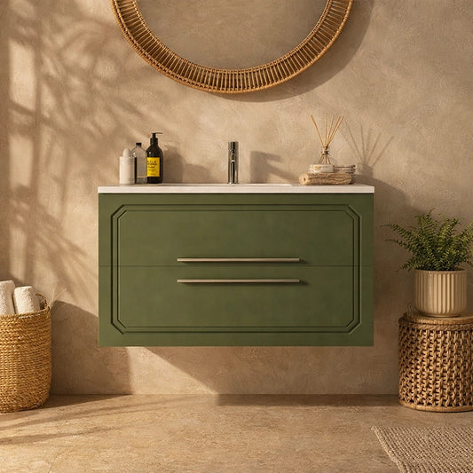 Mobile bagno Verde oliva 100x46 Vienna con lavabo integrato