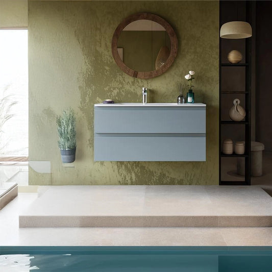 Mobile bagno avion 90x45 Pesaro due cassetti con lavabo in ceramica