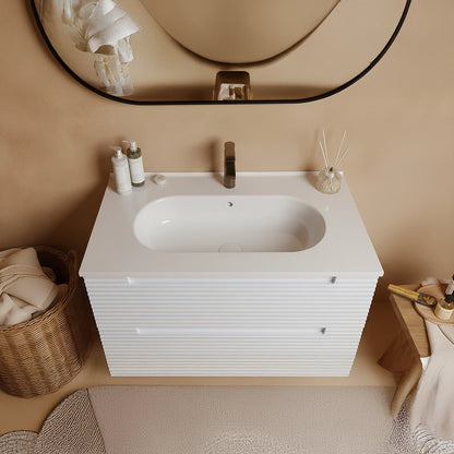 Mobile bagno bianco opaco 80x45 Mango lavabo in ceramica lucida