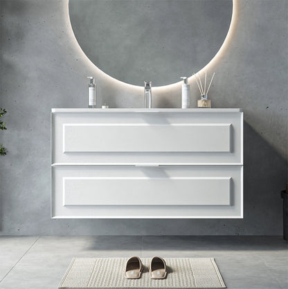 Mobile bagno bianco opaco 102x47 Dublino con lavabo in ceramica due cassetti con cornice