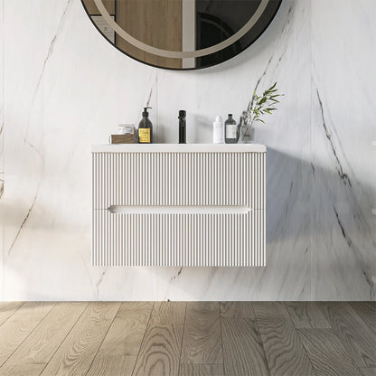 Mobile bagno bianco opaco 60x46 cannettato Urbino due cassetti con lavabo in ceramica