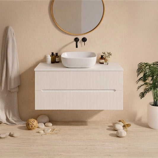 Mobile bagno bianco opaco 70x46 cannettato Urbino con ciotola quadra