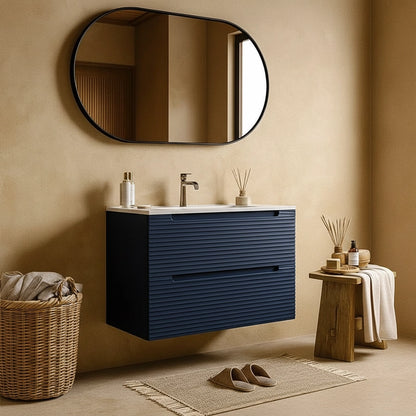 Mobile bagno blu notte 100x45 Mango lavabo in ceramica lucida