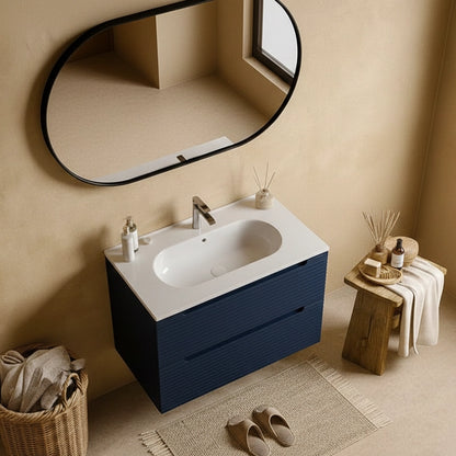 Mobile bagno blu notte 80x45 Mango lavabo in ceramica lucida