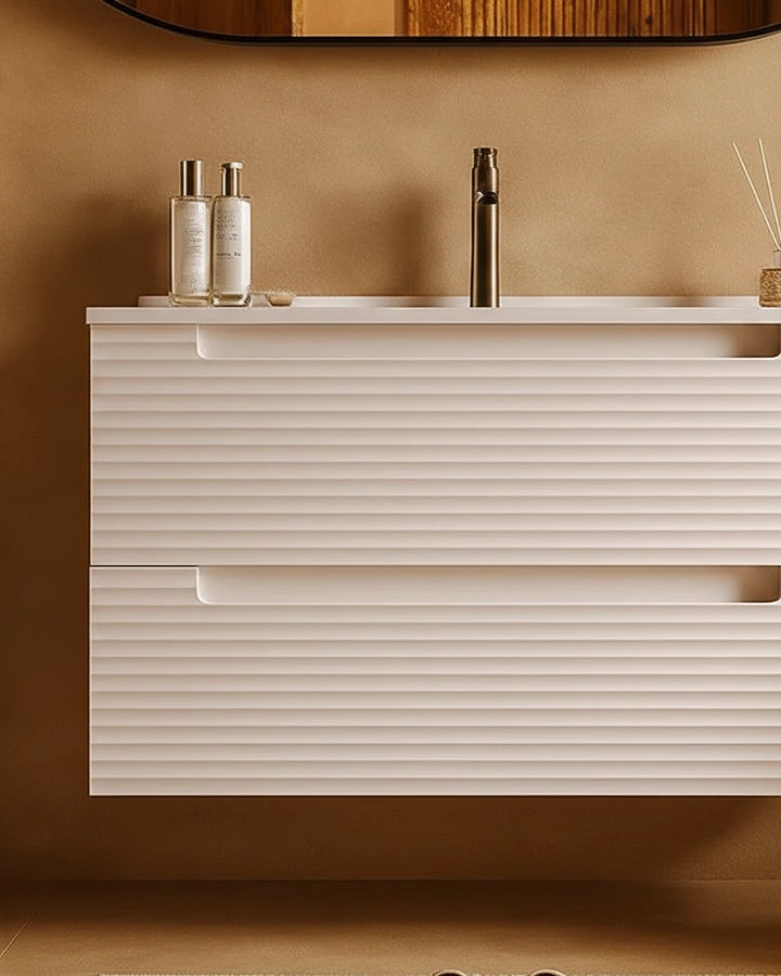 Mobile bagno canapa 100x45 Mango lavabo in ceramica lucida CANAPA MATT, vista laterale della struttura sospesa - Exagonshop