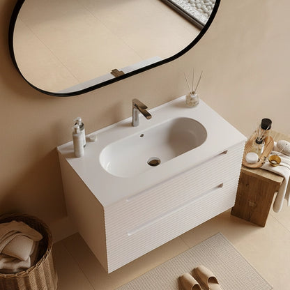 Mobile bagno canapa 100x45 Mango lavabo in ceramica lucida