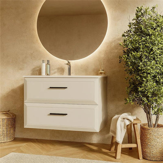 Mobile bagno canapa 80x45 Praga due cassetti soft close con lavabo in ceramica