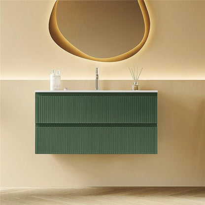 Mobile bagno cannettato 100X46 verde lavabo resina soft close Pisa