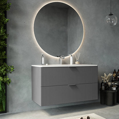 Mobile bagno cannettato 102x47 grigio opaco lavabo in ceramica Teramo