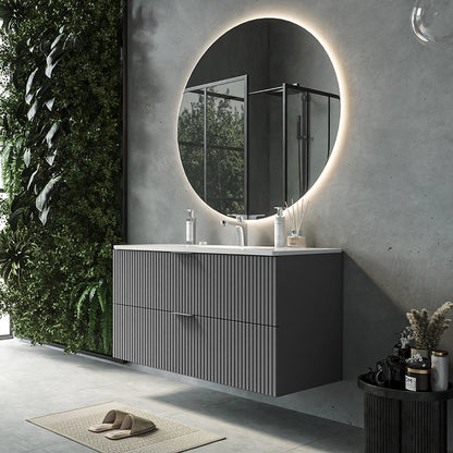 Mobile bagno cannettato 102x47 grigio opaco lavabo in ceramica Teramo