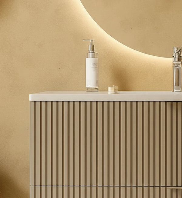 Mobile bagno cannettato 102x47 tortora opaco lavabo in ceramica Teramo