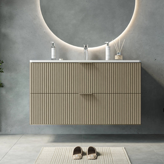 Mobile bagno cannettato 102x47 tortora opaco lavabo in ceramica Teramo