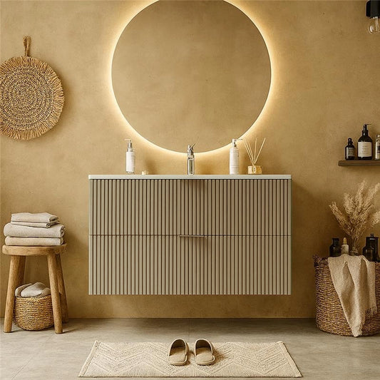 Mobile bagno cannettato 82x47 tortora opaco lavabo in ceramica Teramo
