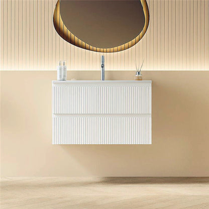 Mobile bagno cannettato 80X46 bianco lavabo resina soft close Pisa