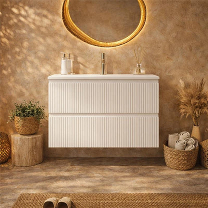 Mobile bagno cannettato 80X46 Pisa bianco opaco lavabo resina lucida