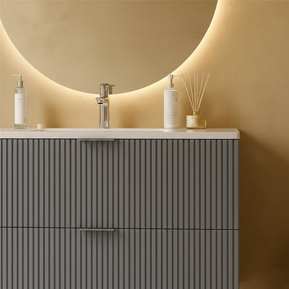 Mobile bagno cannettato 82x47 grigio opaco lavabo in ceramica Teramo