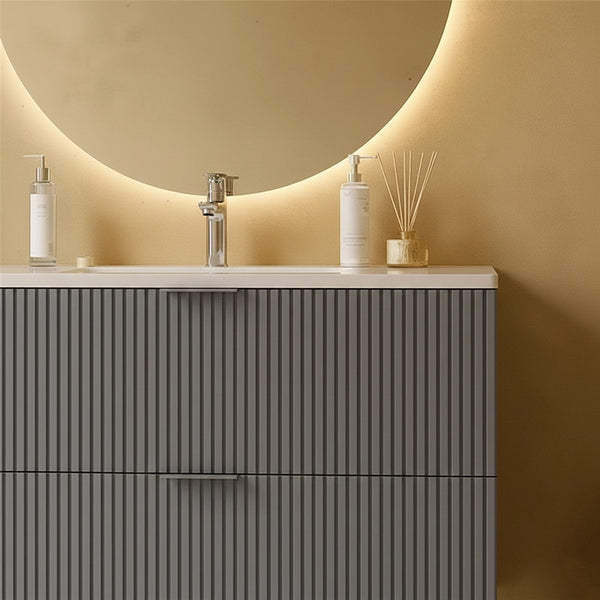 Mobile bagno cannettato 82x47 grigio opaco lavabo in ceramica Teramo