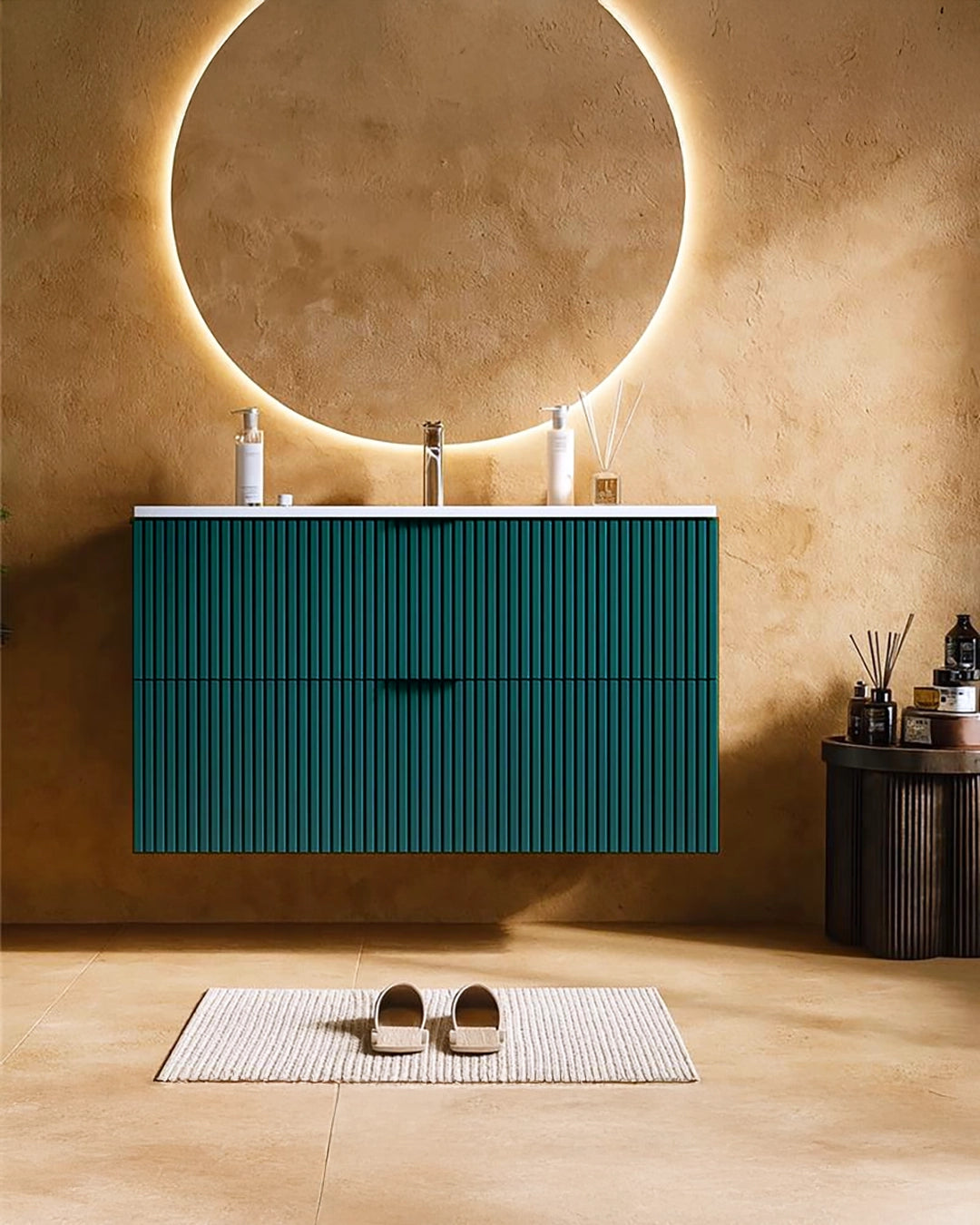 Mobile bagno cannettato 82x47 petrolio opaco lavabo in ceramica Teramo
