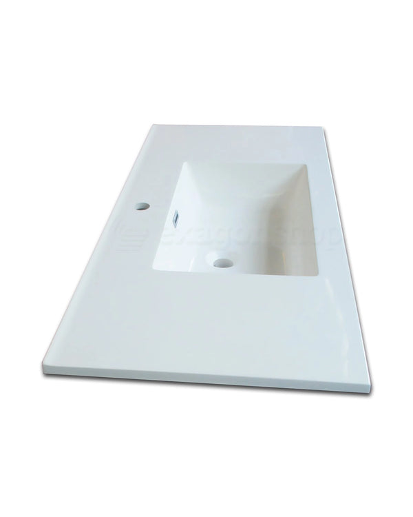 Mobile bagno noce 100x46 cannettato Urbino 2.0 con lavabo in resina
