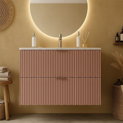 Mobile bagno cannettato rosa 102x47 lavabo in ceramica Teramo