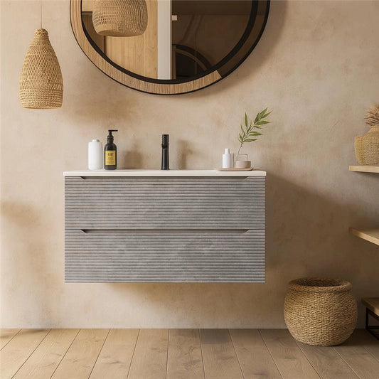 Mobile bagno grigio 80x45 San Marino con lavabo in mineralmarmo