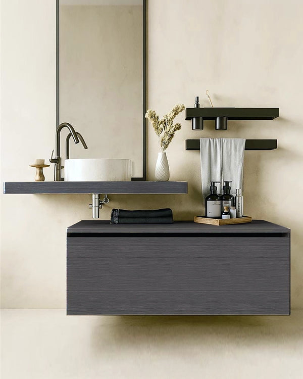 Mobile bagno grigio 90x50 Elsa top e lavabo da appoggio