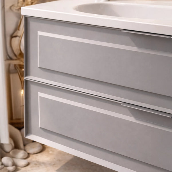 Mobile bagno grigio opaco 102x47 Dublino con lavabo in ceramica