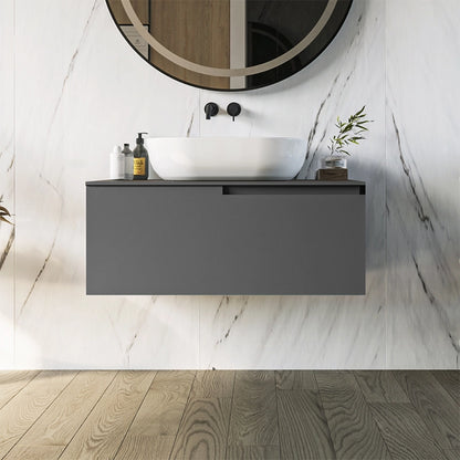 Mobile bagno grigio opaco 90x46 Sorrento un cassetto con ciotola