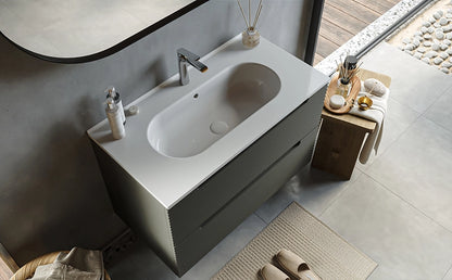 Mobile bagno grigio scuro 100x45 Mango due cassetti con lavabo in ceramica lucida