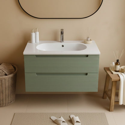 Mobile bagno muschio 80x45 Mango lavabo in ceramica lucida
