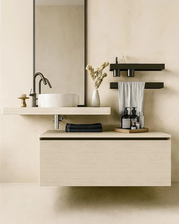 Mobile bagno olmo 90x50 un cassetto top e lavabo appoggio Elsa