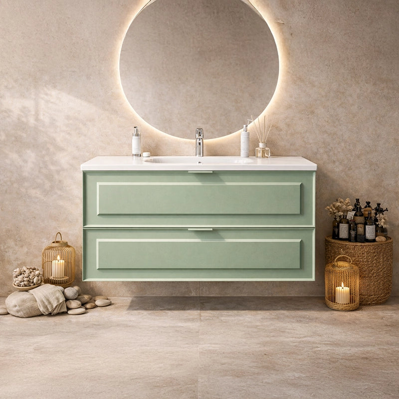 Mobile bagno salvia opaco 82x47 Dublino con lavabo in ceramica