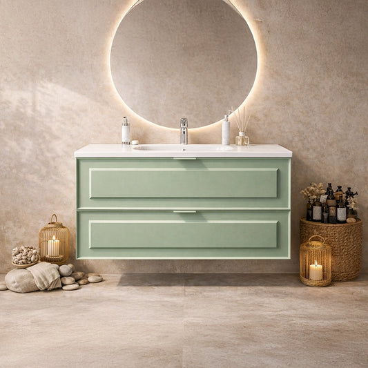 Mobile bagno salvia opaco 82x47 Dublino con lavabo in ceramica